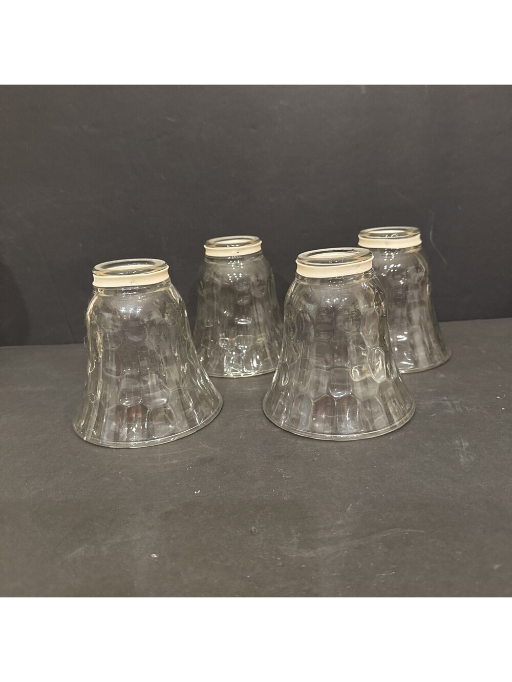 Vintage Clear Prism Tulip Bell (4) Glass Ceiling Fan Shades 5" H By 4.75” W